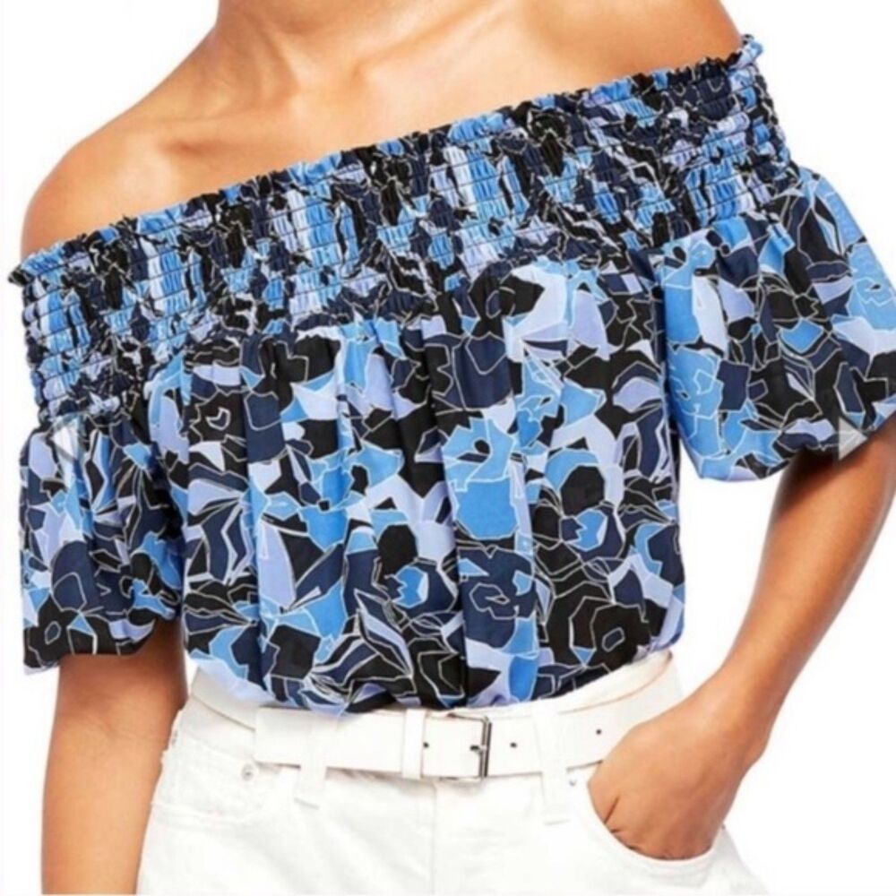 Free People Technicolor Bubble Top Off Shoulder - Sz L